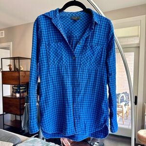 J Crew Royal Blue Plaid Cotton Button Down Boy Style